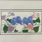 Vintage 80s 90s Embossed Paper Art Bas-relief Birds Hand Signed Unknown Artist