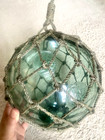 Rare Antique Japanese Glass Fishing Float Double Ff     Mark Hokkaido W  Net