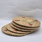 Vtg 5 Wicker Straw Hot Pad Trivet Rattan Round Woven Placemat Table Decor 7 d