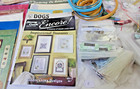 Massive Lot Cross Stitch Supplies Floss   Hoops   Fabric   Kits   Booklets 7 Lbs