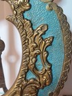 Antique Victorian Nb   Iw Ornate Solid Brass   Blue Enamel Frame Art Nouveau 12 