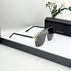 Gucci Gg0291s Shield Sunglasses Men Black Gold Gray Lens 99mm Italy
