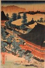 Antique Japanese Woodblock Print Triptych By Hiroshige -asakusa- C 1854 Framed