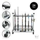 24 Rod Fishing Pole Holder Aluminum Alloy Rack Stand Portable Storage Tool Us