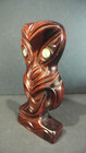 Vintage Tribal M  ori New Zealand Hand Carved Tiki Figure  Mother Of Pearl Eyes