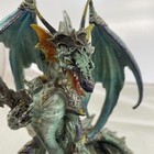 Medieval Blue green Dragon With Sword Statue 12 h Figurine Room Decor