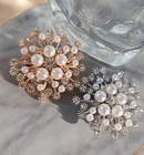 Luxury Snowflake Pearl Crystal Brooch     Large Flower Brooch Pin For Women