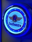 Southwest Airlines Airport Terminal Pilot Stewardess Neon Style Led Clock Sign