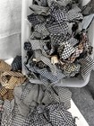 Antique Fabric Scraps Cotton Gingham Blue Green Brown Bucket Lot About 2 75 Lb 