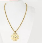 Chanel Cc Logo Flower Chain Necklace 23  Gold Tone 95p Auth  22400