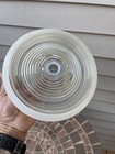 Vintage 8  Art Deco Ribbed Glass Ceiling Light Fixture Shade Center Hole