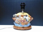 Vintage Noah   s Ark Ceramic Lamp With New 3-way Light Switch 10  High