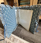 Vintage Handmade Blue Floral Fabric Photo Album Ruffle Lace 3 Ring Scrapbook