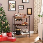 Bar Cart  3-tier Coffee Cart With Wheels  Kitchen Cart  Wine Cart With Wine R   
