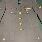 Vintage Vietnam Era  Us Army Dress Green Coat Jacket Military Uniform 37l
