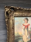 Vtg Truart Turner Mfg Mini Baroque Framed Print Chums Girl W  Cat Jane Freeman