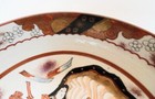 Antique Meiji Period Signed Kutani Japanese Porcelain Geisha And Lords 8 5  Bowl