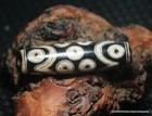 Magic Energy  Tibetan Old Agate Silver Inlaid 15 Eyed Rain Drop Hole Dzi Bead Aj