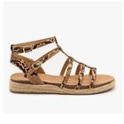 Strappy Gladiator Sandals Women 5 Flat Summer Casual Shoe Faux Python Snakeskin