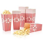 Popcorn Containers Disposable 46 Oz Red   White Striped 28 Pack Cardboard Pop   