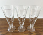 Set Of 3 Vintage Anchor Hocking Etched  coin Dot  Pilsner Beer Glasses  7 5 