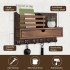 Wall Mount Key Holder Mail Organizer Storage Drawer 6 Hooks Entryway Home Rack