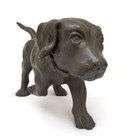 Heavy Solid Cast Brass Bronze Metal Chocolate Labrador Puppy Dog Figurine