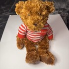 Fao Schwarz Teddy Bear Plush 18    Brown Stuffed Animal W  Red Gray Striped Shirt