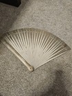 Vintage Japanese All-wood Folding Fan Hand-painted Gold Geisha Scene Art Decor