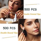 1000-pack Bamboo Cotton Swabs Bulk 5x100 Round   5x100 Pointed Tips - Biodegr   