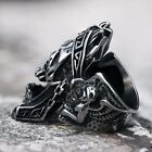 Mendel Mens Stainless Steel Gothic Mc Biker Skull Crown Ring Black Men Size 7-15