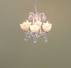 Dollhouse Chandelier White Metal Crystals 6 Arm Electric 1 12 Scale 12 Volt