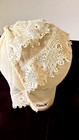 Antique 1900 Woman   s Bonnet With Silk Netting And Irish Crochet B075