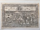 Vintage Signed Mexican Folk Art Nativity Ink Drawing Amate Bark Paper Framed