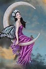 Large Amethyst Moon Celestial Butterfly Fairy Statue 11 tall By Nene Thomas