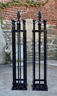 Antique Victorian Architectural Black Wrought Iron Garden Pillar Column - A Pair
