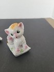 Vintage Sugar Kitten Cat Brown Sitting On Pillow Lot Figurines Japan