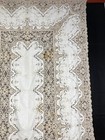 Vintage French Linen Beautiful Needle Work Flower Lace Tablecloth 262x172 Cm