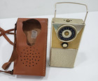 Vintage General Electric  Transistor Radio Tan P756d Not Working W case 1950s