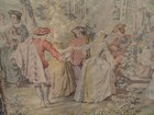 Early 1900s Famco French Wall Tapestry Art Work Linen Frieze Decor