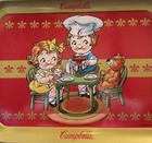Vintage 1998 Campbell s Soup Tin Serving Tray Boy girl   Teddy Bear 10 5x13 5