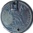 Vintage - 1876 Liberty Seated Half Dime - Love Token - E M G - 90  Silver Lt 039