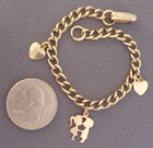 Vtg 60s 70s Pendant Necklace Gold Tone Kissing Kids In Box 14    Childs Bracelet