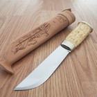 Marttiini Lapp 240 Fixed Knife 5  Stainless Blade Curly Birch Handle 240010c