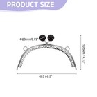 Metal Purse Frame  16 5cm 6 5  Beads Silver Kiss Lock Clasp  Black