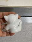 Japan Vintage 2 5  Playful Cat Kitten Kitty White Pink Flower Porcelain Figurine