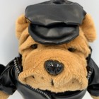 Dandee - Biker Bulldog - 10  Plush Stuffed Puppy - Tan W black Jacket And Hat