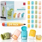 Manual Pencil Sharpeners With Erasers - 24 Pack For School   Office Use
