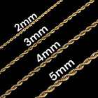 Stainless Steel Gold Plated Unisex Rope Chain 2 3 4 5mm Hip Hop Jewelry For Men