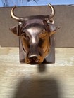 Vintage Copper Cow Bull Head Farm Kitchen Towel Apron Holder Hanger Wall Mount